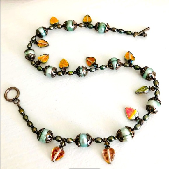 Vintage Pearl Art Glass Beautiful Necklace 🍃 - Picture 11 of 17